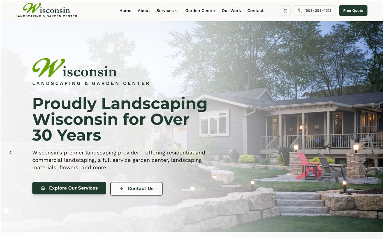 Wisconsin Landscaping homepage screenshot